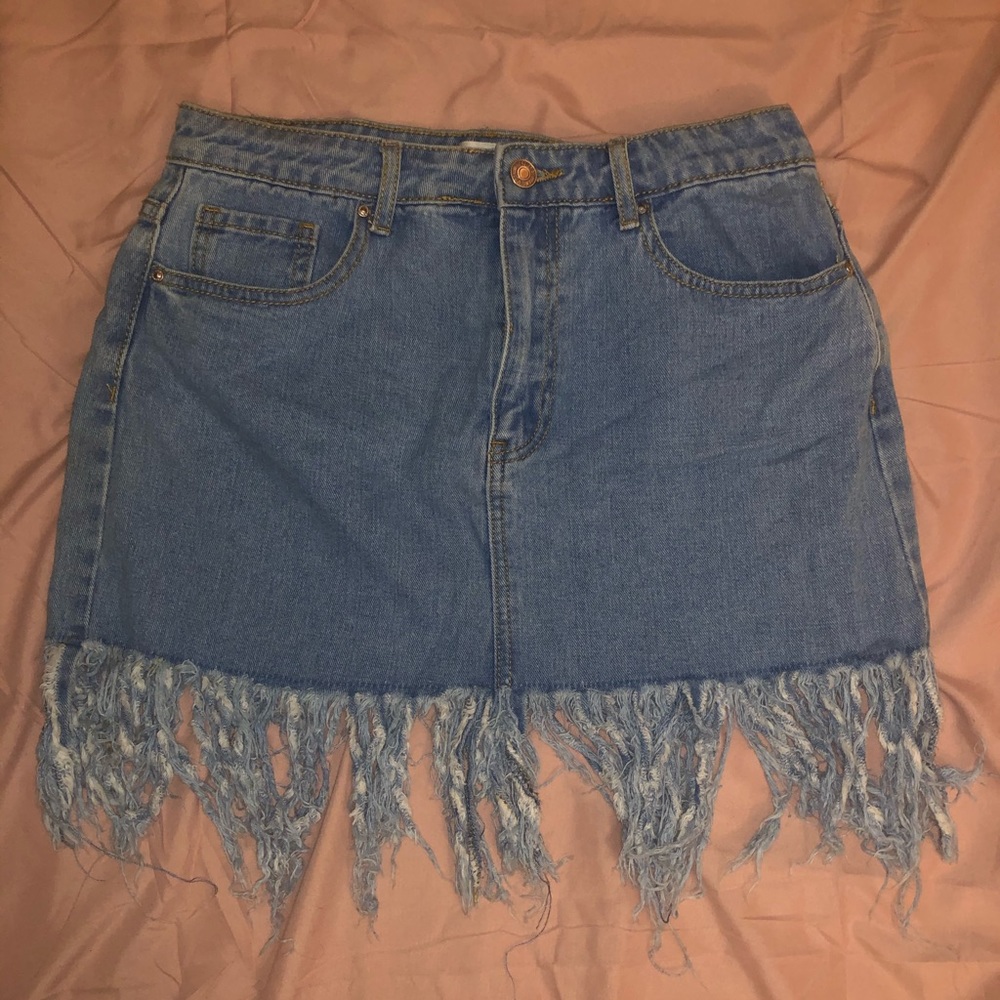 denim mini skirt